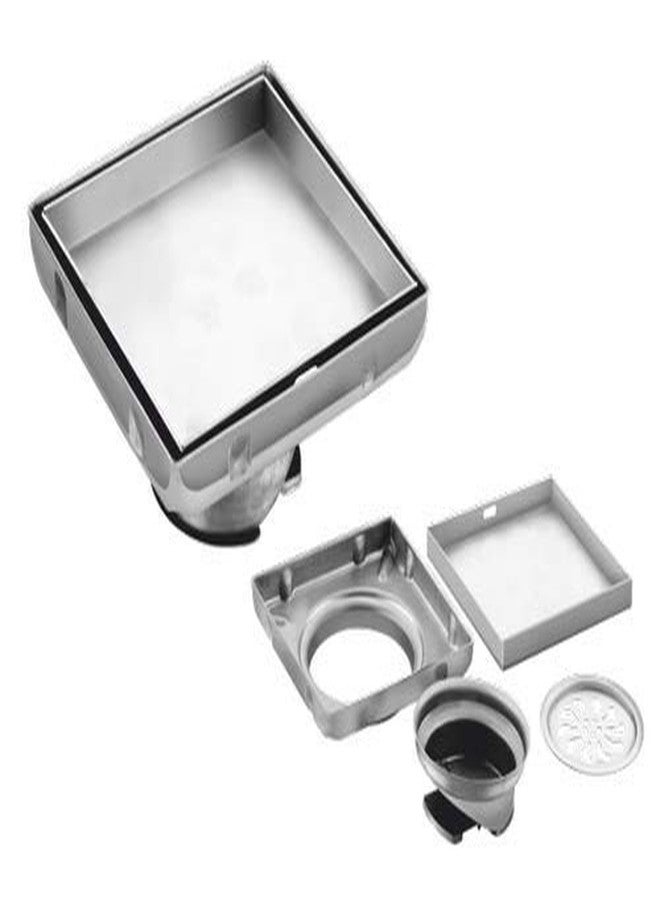 AVOQ DRAINS Marble Tile Stone Insert Floor Drain with Anti-Cockroach Flip Mechanism Trap, in Stainless Steel 304 L for Bathroom, Roof, Terrace, Balcony (Silver) (6X6) - Image 2
